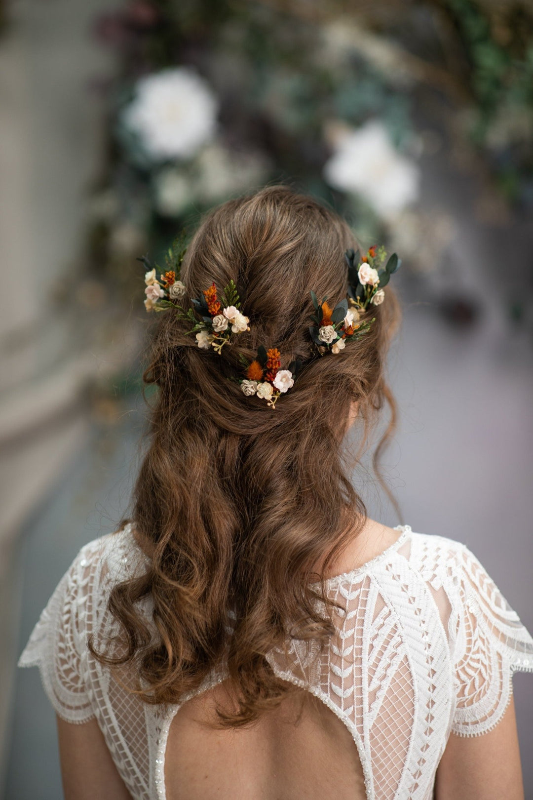 Terracotta Hair Pins – handmade floral hair accessory by magaela