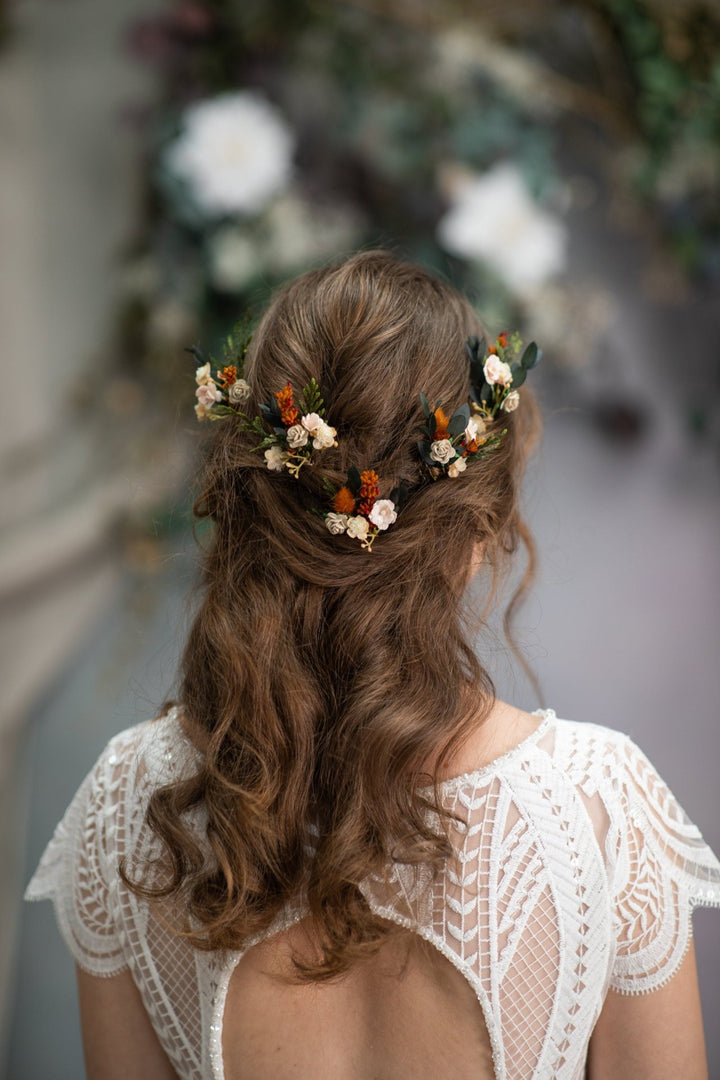Terracotta Hair Pins – handmade floral hair accessory by magaela