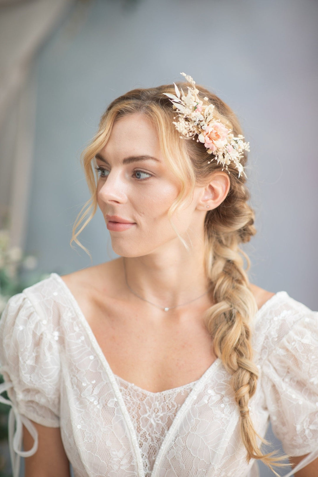 Rustic Blush Flower Hair Comb: Bridal Headpiece, Wedding Jewelry – handmade floral hair accessory by magaela
