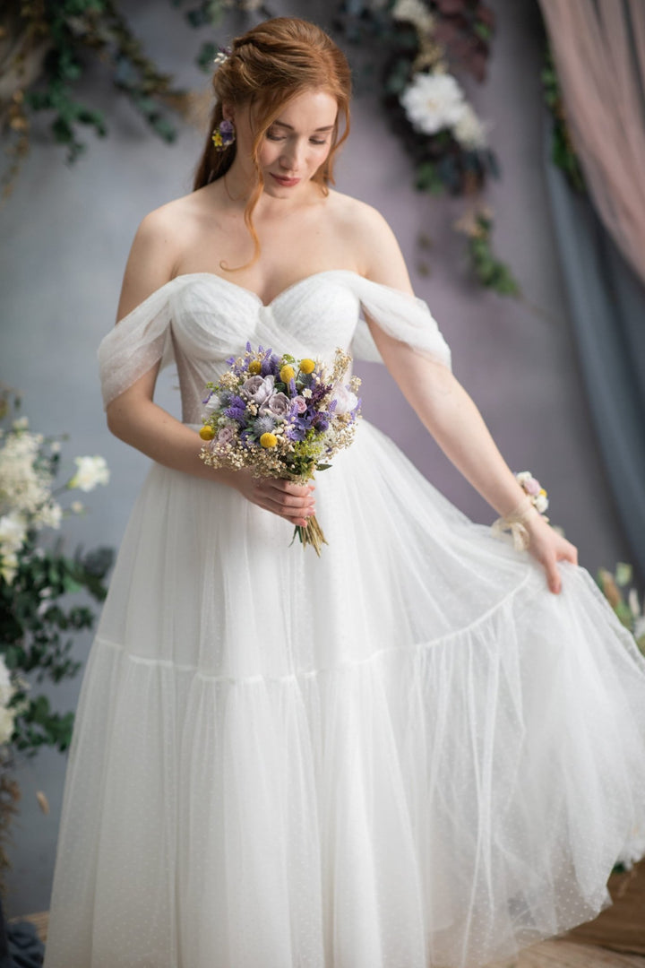 Purple Bridal Bouquet: Spring Lilac Wildflower Wedding – handmade floral hair accessory by magaela