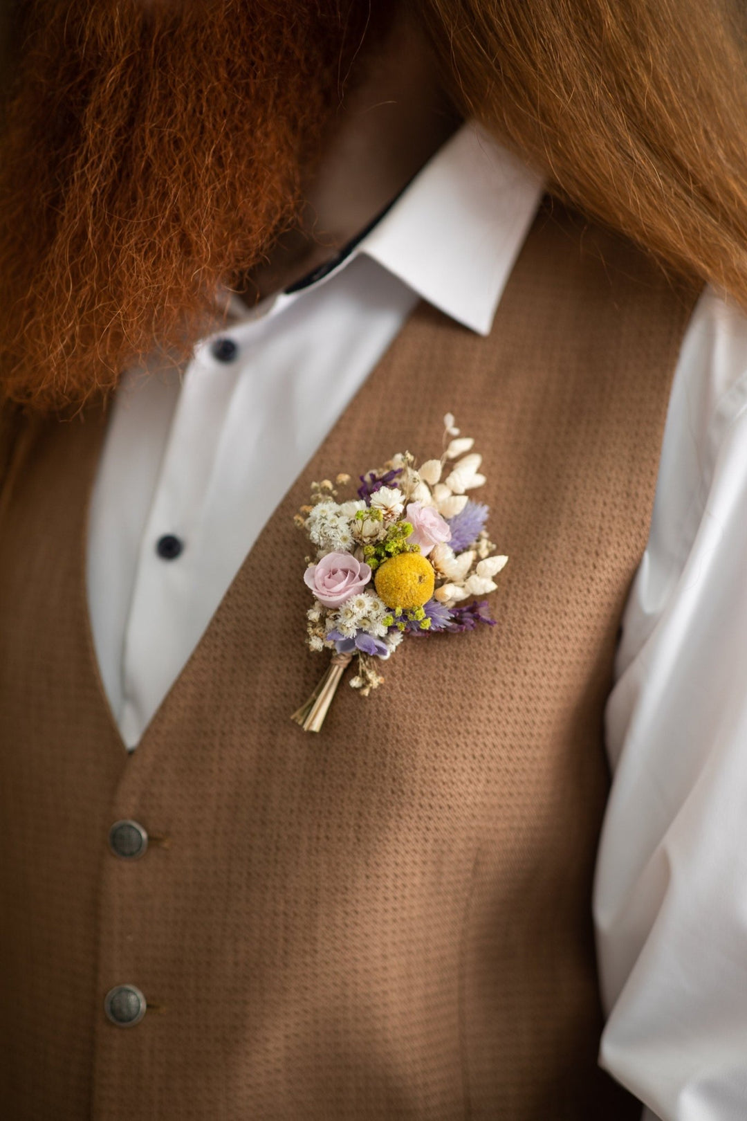Lavender Meadow Flower Boutonniere: Wedding Groom Corsage – handmade floral hair accessory by magaela