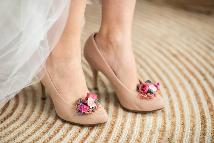 Magenta Flower Shoe Clips: Bridal Wedding Accessories – handmade floral hair accessory by magaela