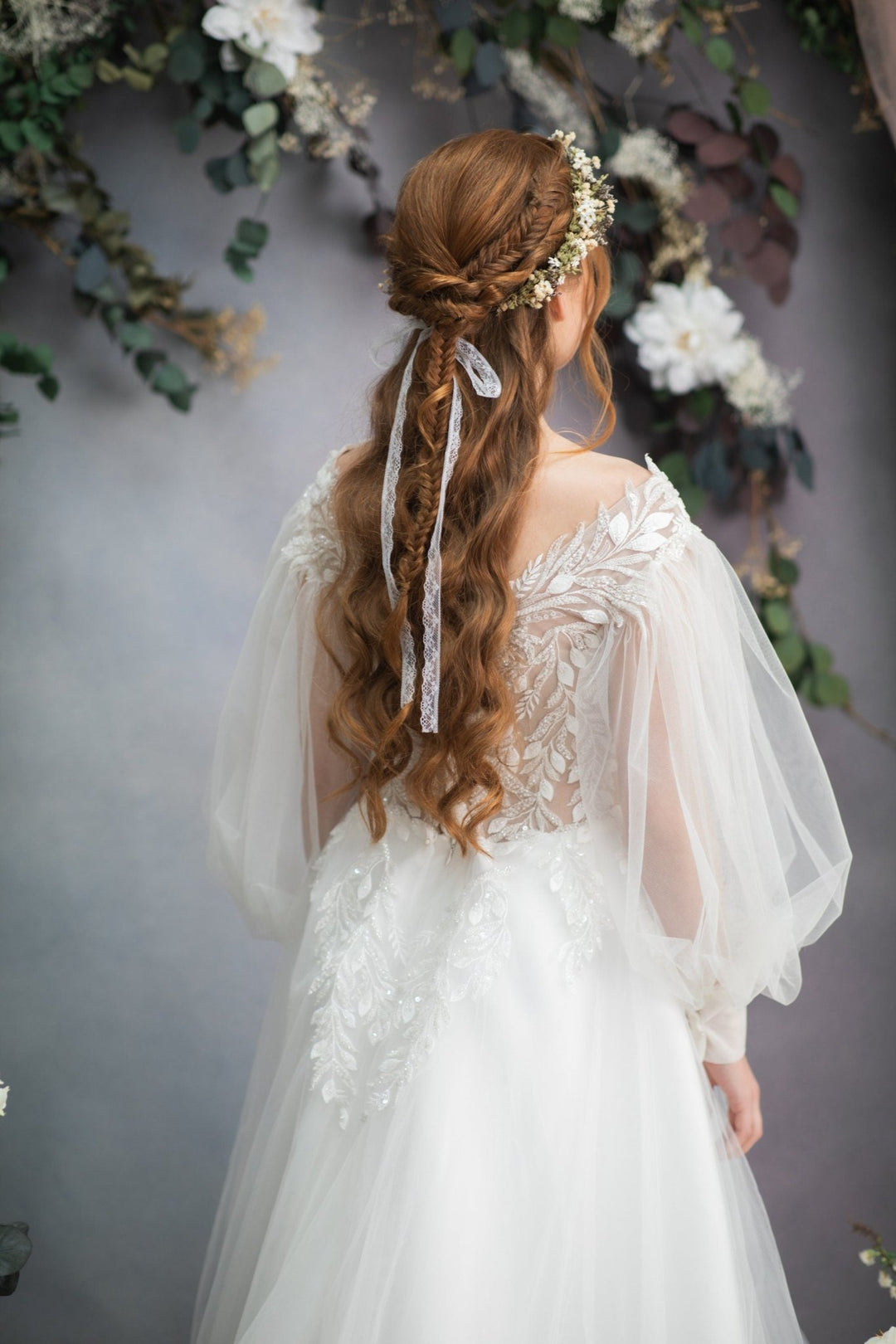 Dried Flower Wedding Crown: Greenery Bridal Headpiece – handmade floral hair accessory by magaela