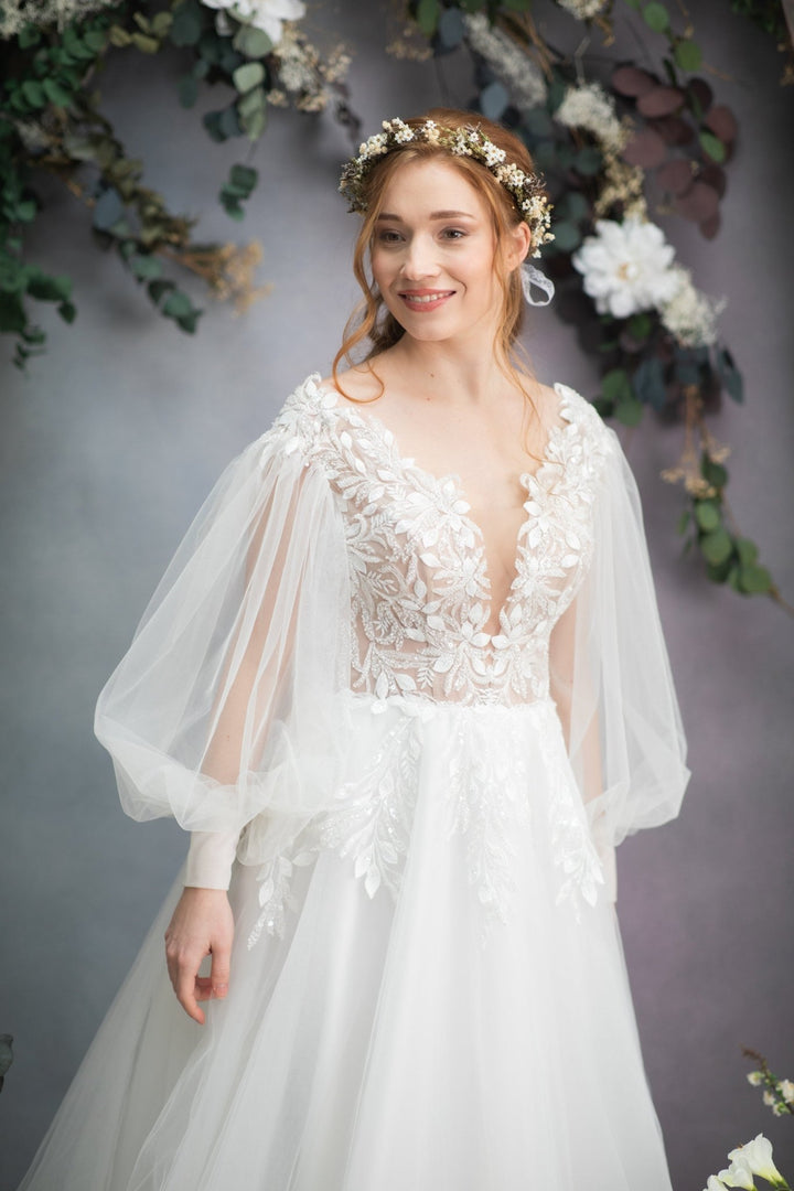 Dried Flower Wedding Crown: Greenery Bridal Headpiece – handmade floral hair accessory by magaela