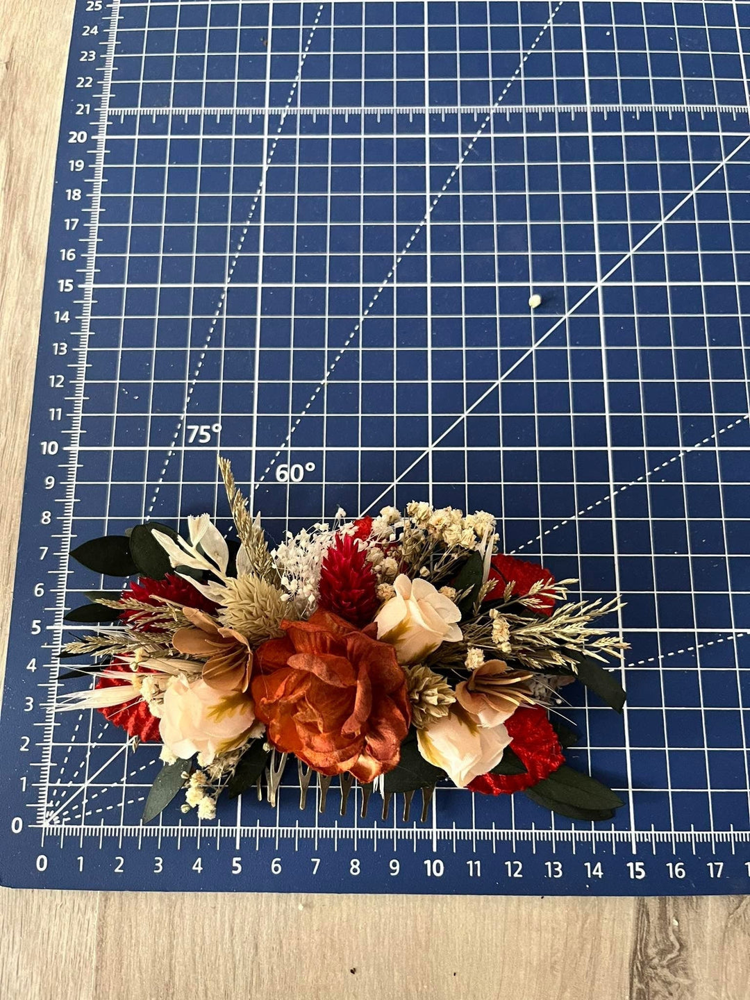 Autumn Flower Hair Comb: Burnt Orange Bridal Hair Accessories – handmade floral hair accessory by magaela