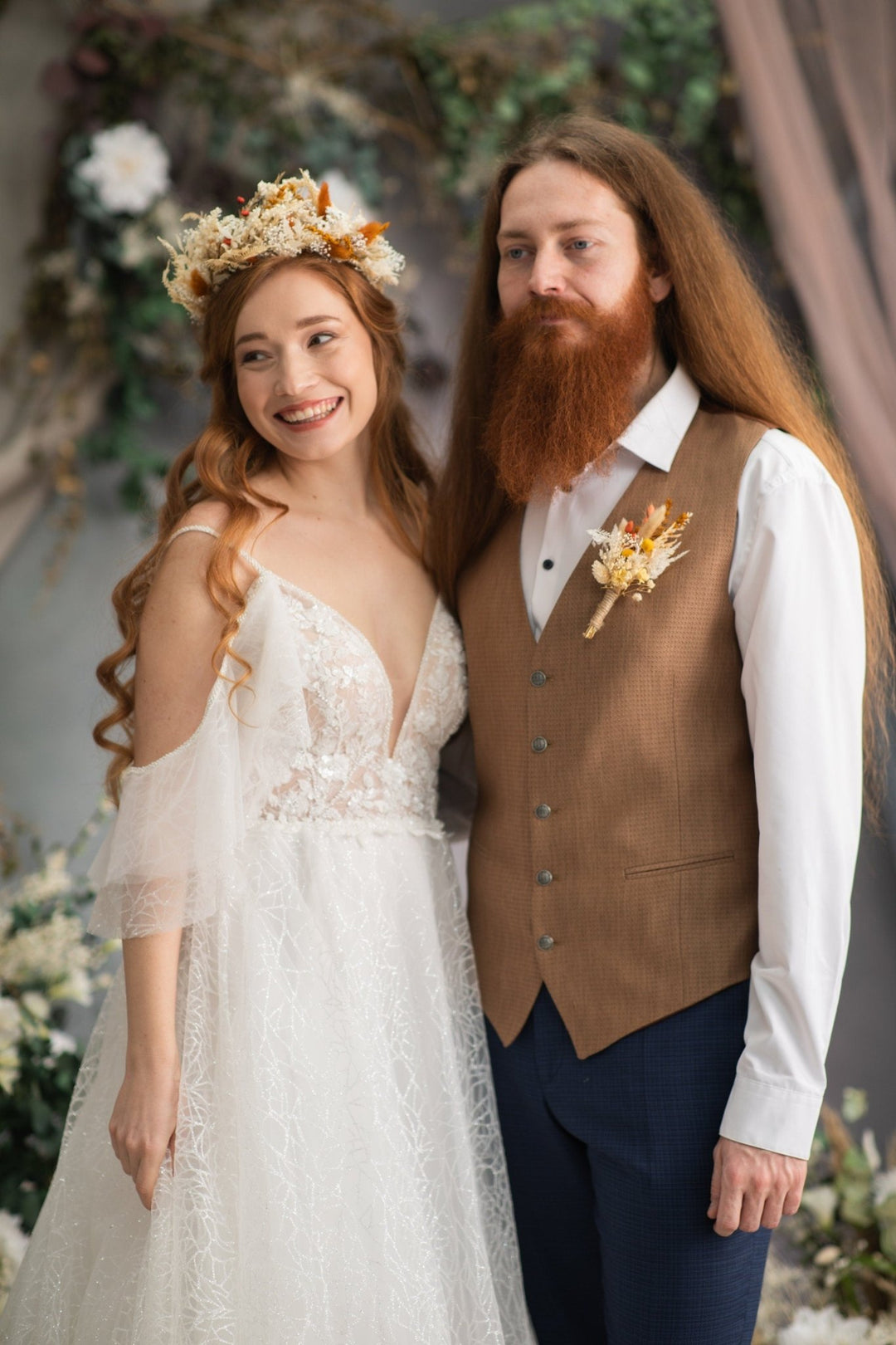 Fall Wedding Dried Flower Boutonniere: Orange & Yellow Groom Corsage – handmade floral hair accessory by magaela