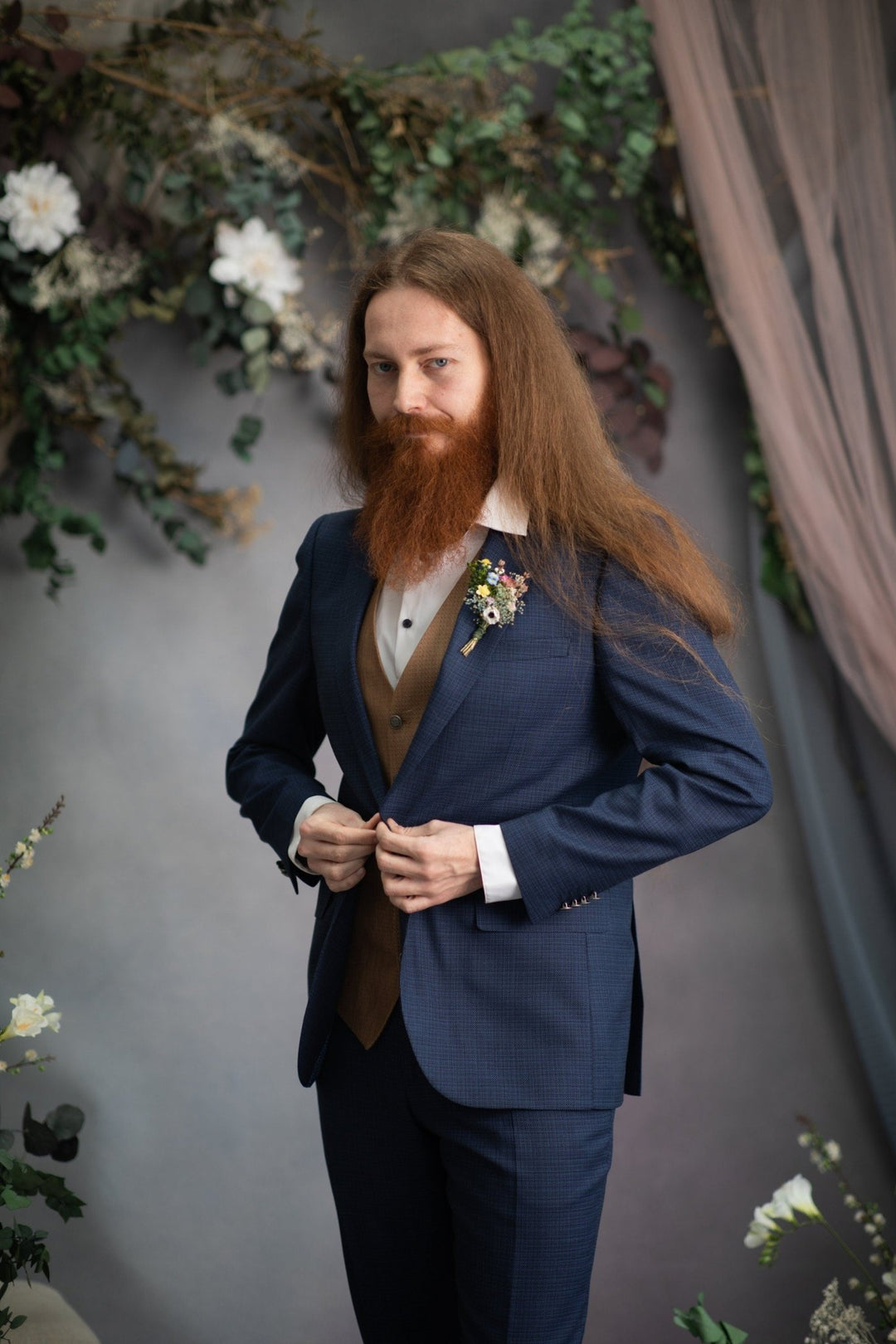 Wildflower Boutonniere: Groom and Groomsmen Wedding Corsage – handmade floral hair accessory by magaela