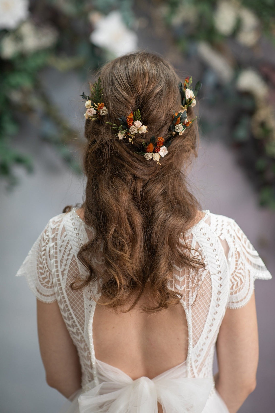 Terracotta Hair Pins – handmade floral hair accessory by magaela