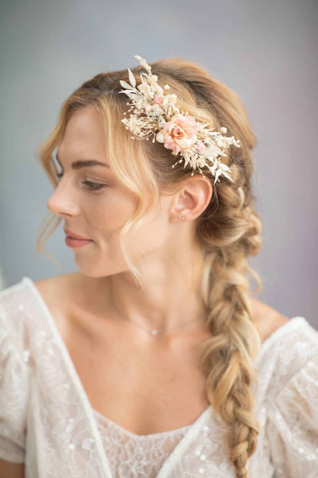 Rustic Blush Flower Hair Comb: Bridal Headpiece, Wedding Jewelry – handmade floral hair accessory by magaela