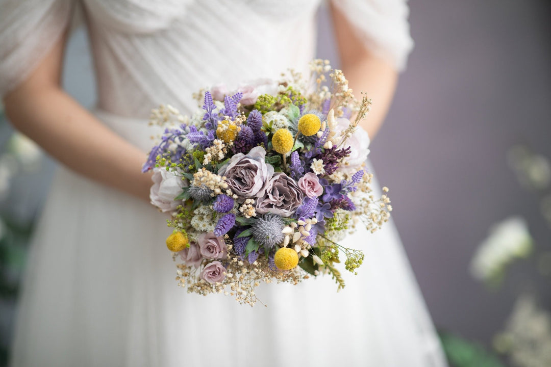 Purple Bridal Bouquet: Spring Lilac Wildflower Wedding – handmade floral hair accessory by magaela