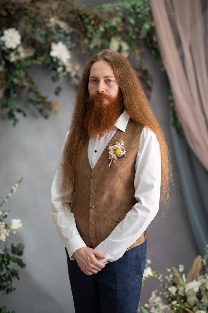 Lavender Meadow Flower Boutonniere: Wedding Groom Corsage – handmade floral hair accessory by magaela