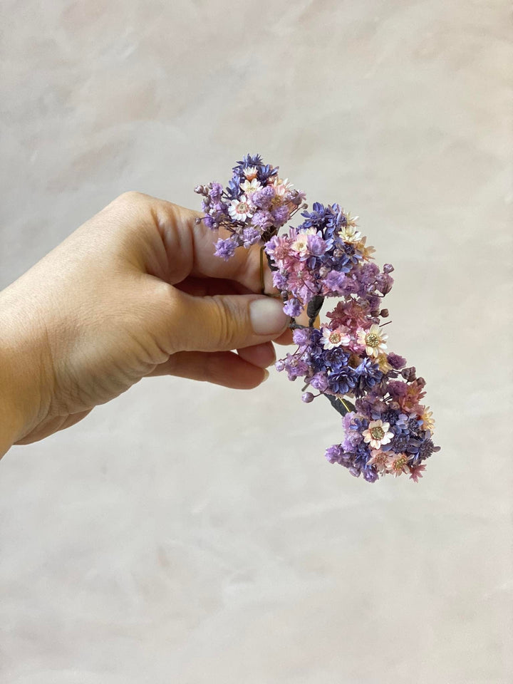 Dried Flower Hairpins: Purple & Pink Wedding Hair Accessory – handmade floral hair accessory by magaela