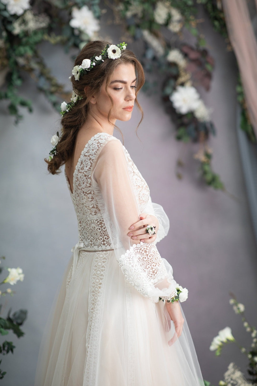 Anemone Flower Ring: Adjustable Floral Bridal Jewelry – handmade floral hair accessory by magaela