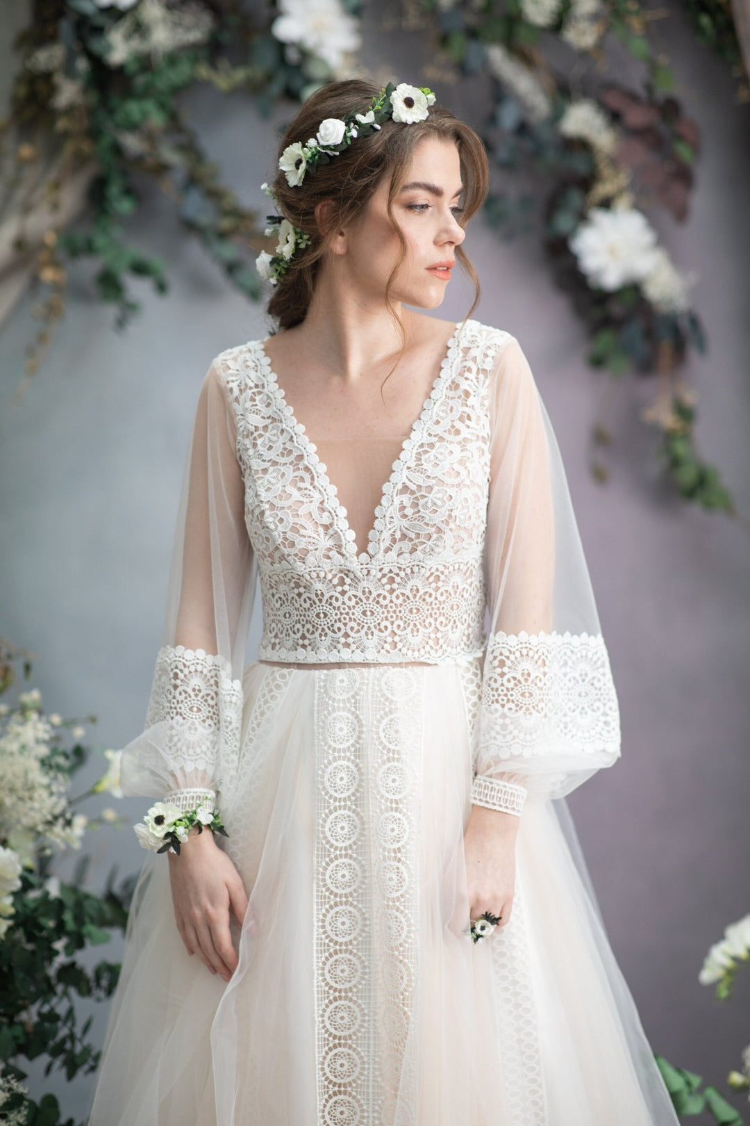 Anemone Flower Ring: Adjustable Floral Bridal Jewelry – handmade floral hair accessory by magaela