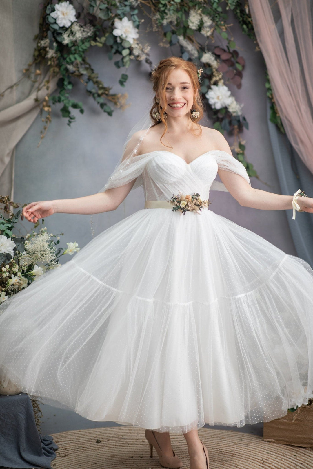 Mocha mousse wedding Nude wedding theme Beige flower belt with eucalyptus Wedding accessories Nude Rustic wedding flower sash Magaela – handmade floral hair accessory by magaela