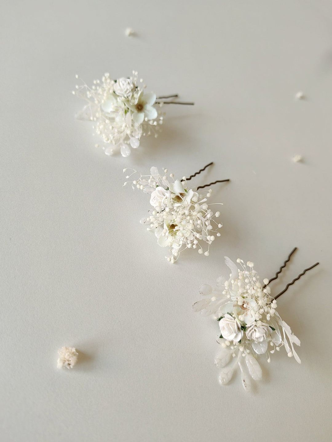 Floral Hair Pins Set: First Communion, Wedding Hair Accessories – handmade floral hair accessory by magaela