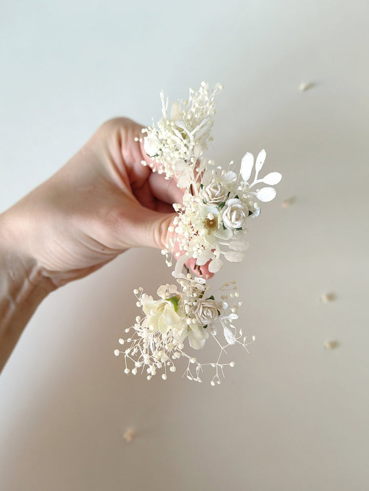 Floral Hair Pins Set: First Communion, Wedding Hair Accessories – handmade floral hair accessory by magaela