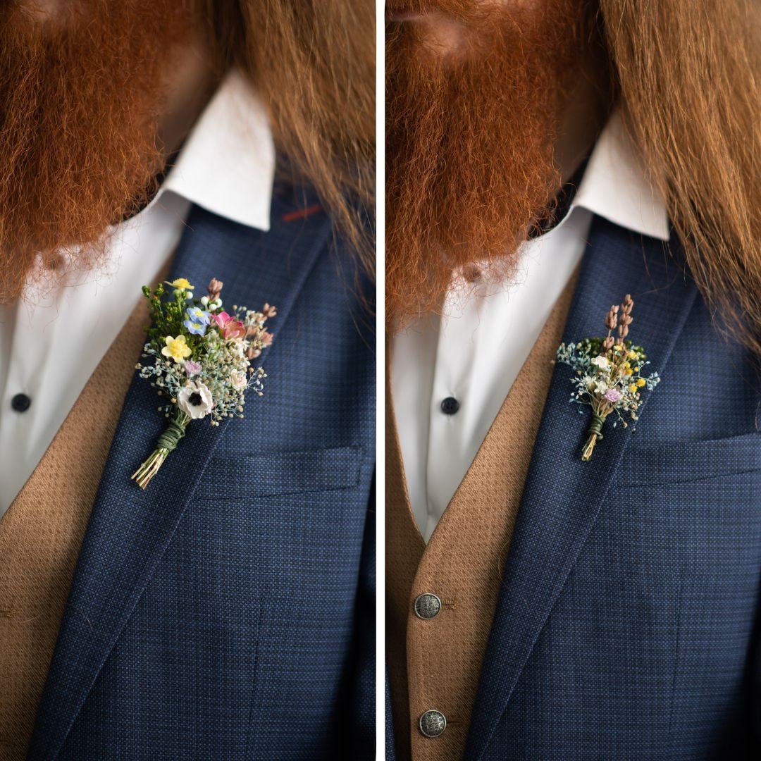 Wildflower Boutonniere: Groom and Groomsmen Wedding Corsage – handmade floral hair accessory by magaela