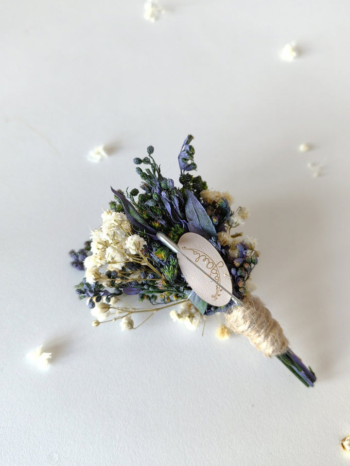 Lavender Boutonniere: Dried Flower Wedding Groom Accessory – handmade floral hair accessory by magaela