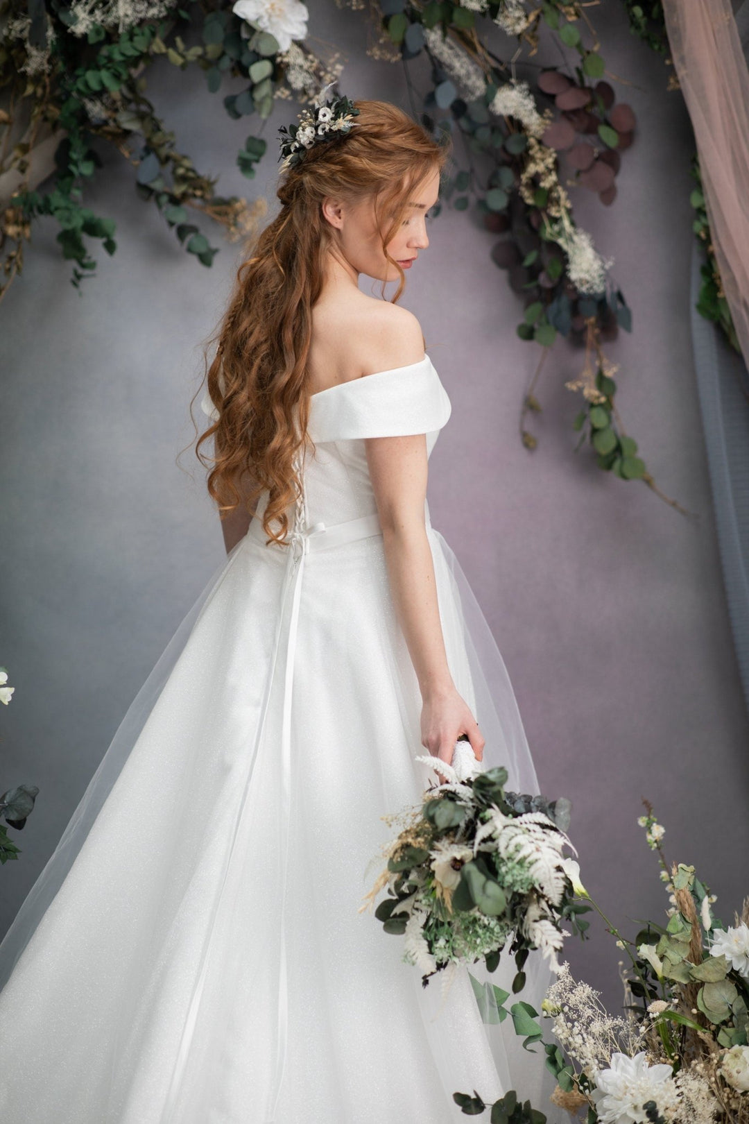 Greenery Anemone Wedding Bouquet: Eucalyptus Bridal Accessory – handmade floral hair accessory by magaela