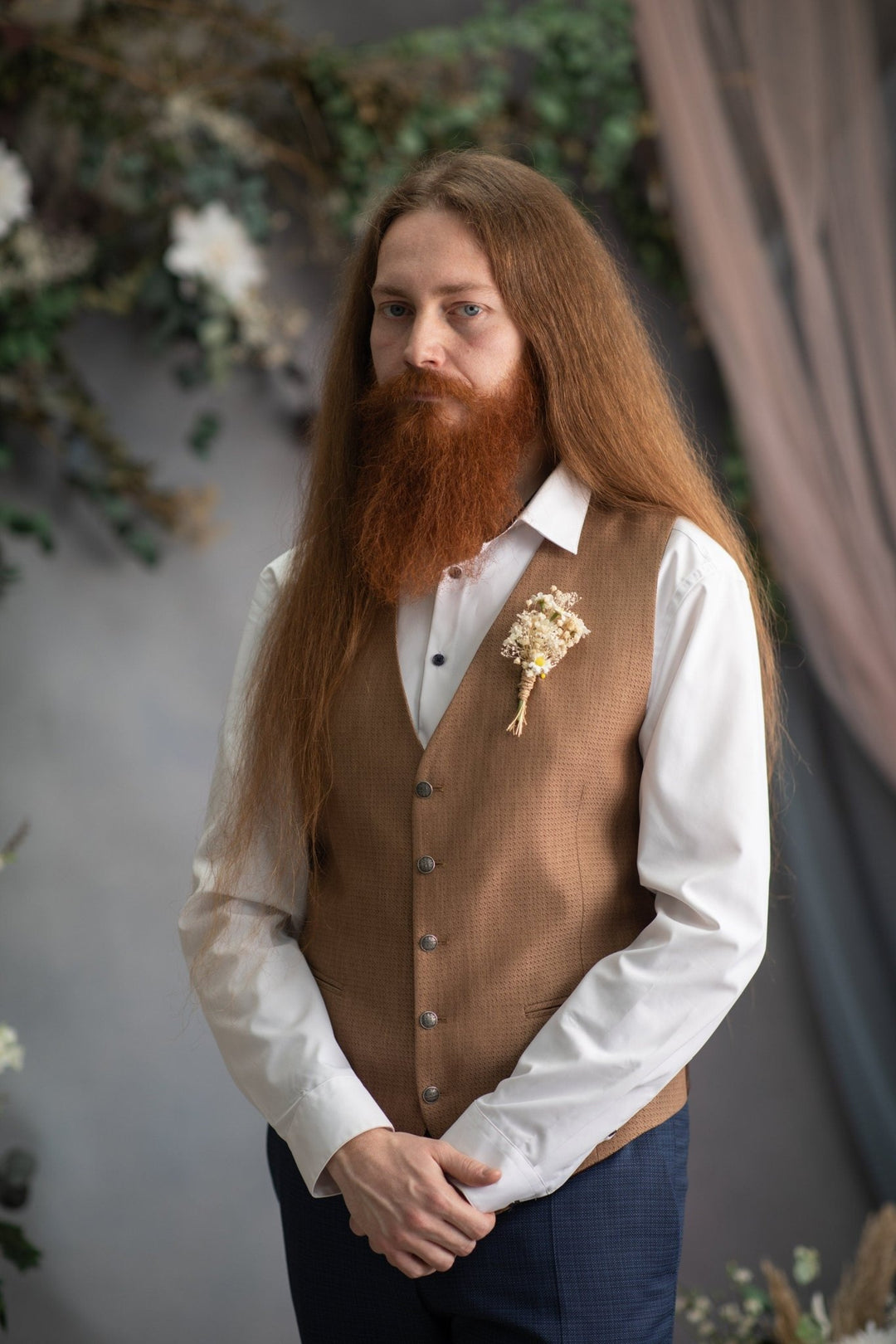 Ivory Daisy Boutonniere: Cream Gypsophila Wedding Corsage – handmade floral hair accessory by magaela