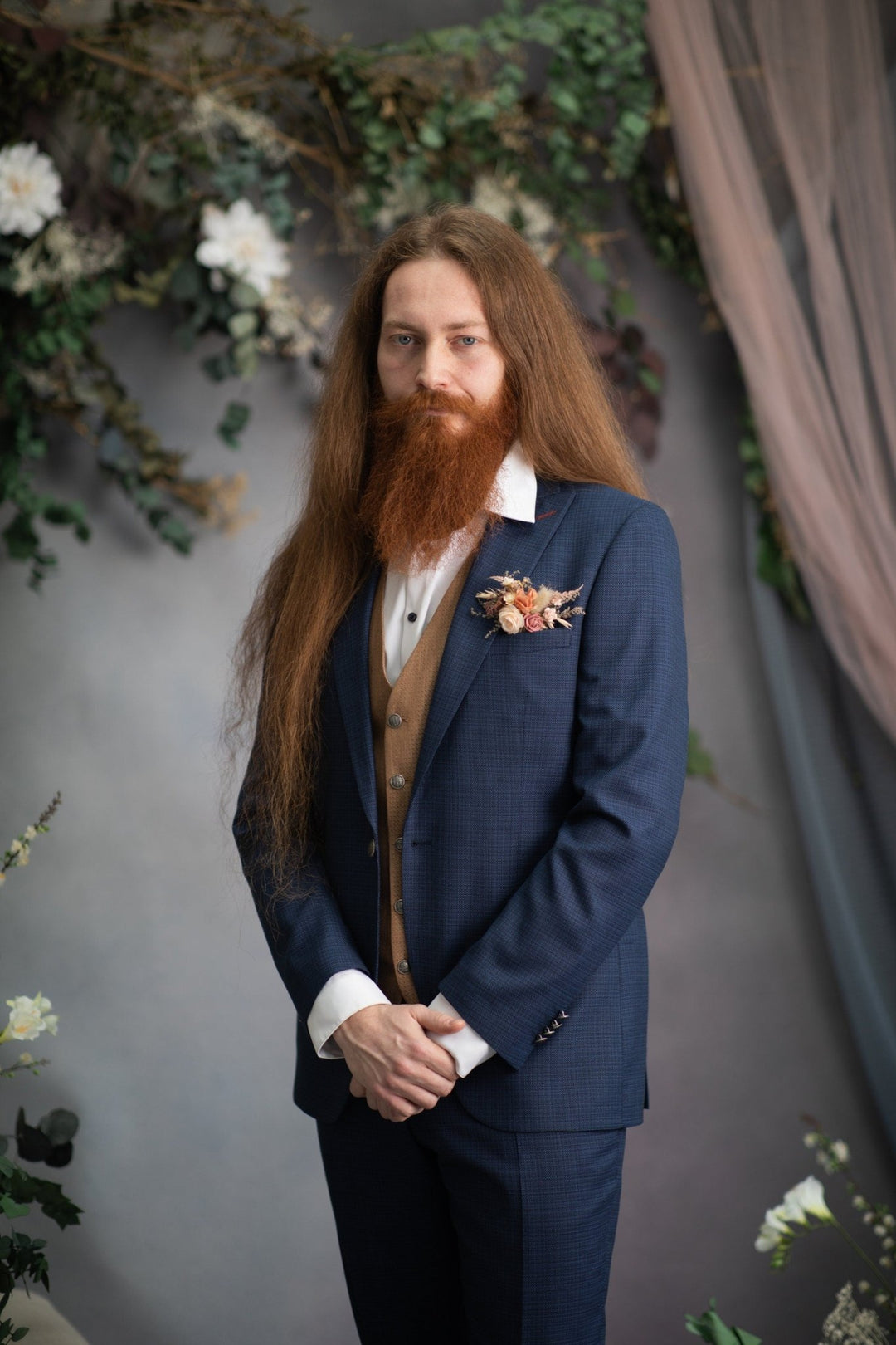 Rustic Rose Boutonniere: Peach & Ivory Wedding Corsage – handmade floral hair accessory by magaela