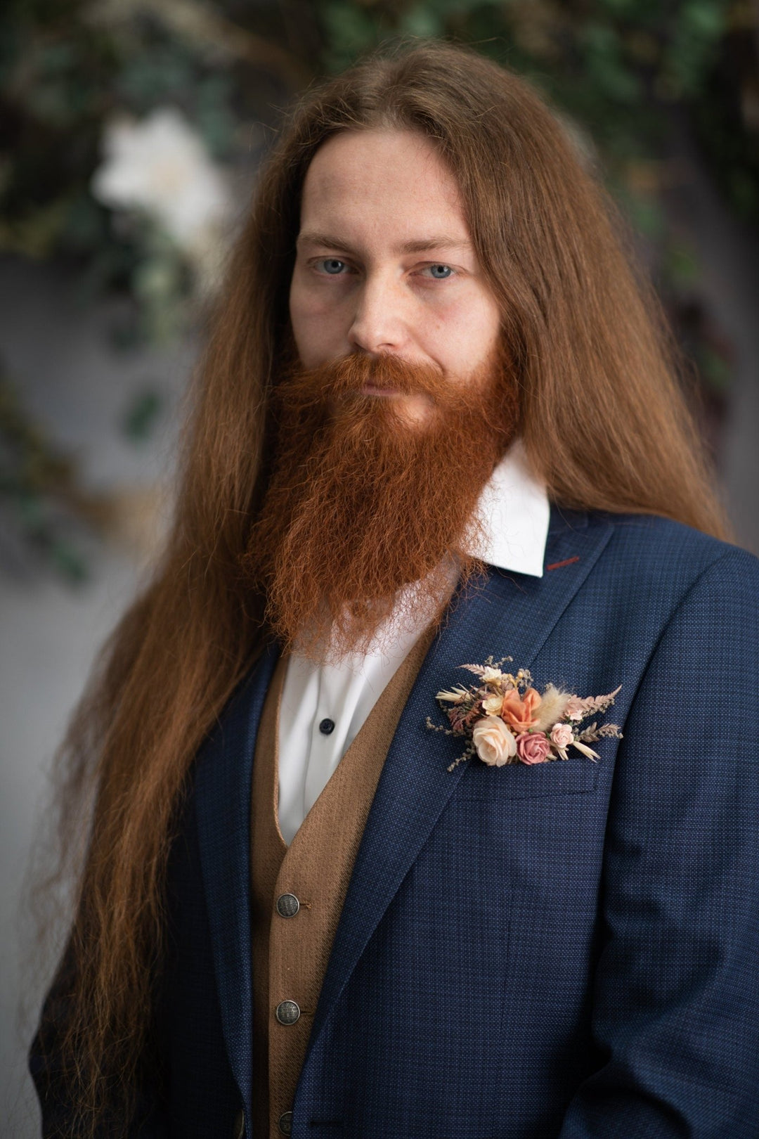 Rustic Rose Boutonniere: Peach & Ivory Wedding Corsage – handmade floral hair accessory by magaela