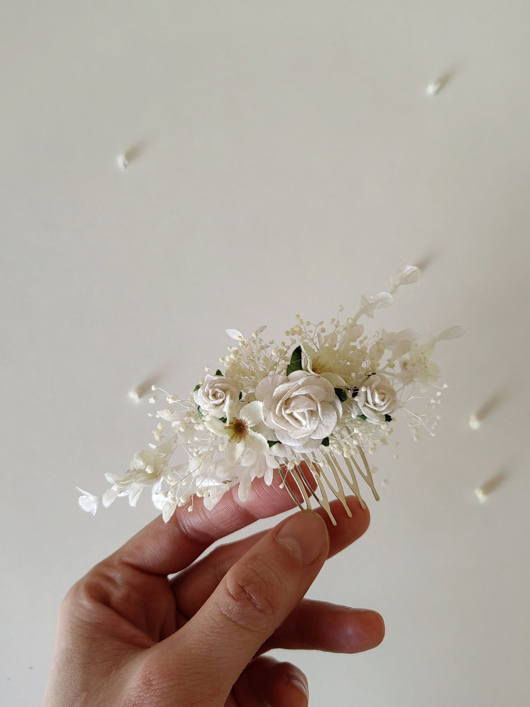 Handmade Ivory Flower Hair Comb: First Communion, Bridal Clip – handmade floral hair accessory by magaela
