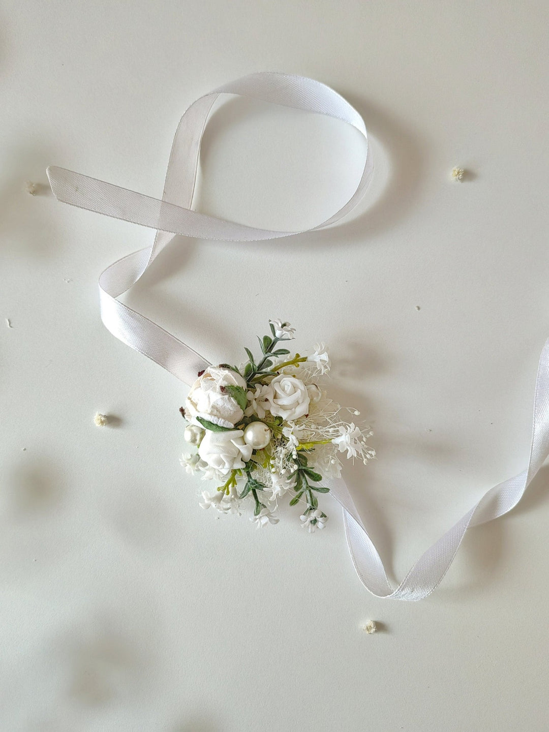 First Communion Flower Set: Headband, Bracelet, Candle Decoration – handmade floral hair accessory by magaela