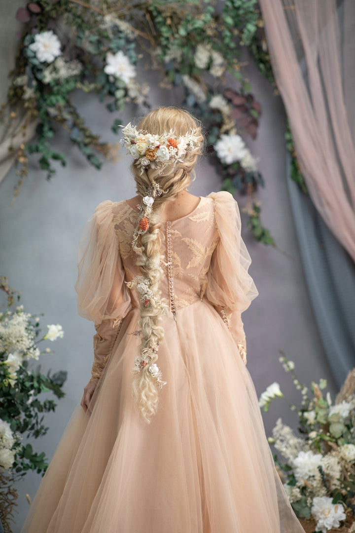 Boho Wedding Flower Hair Vine: Braided Bridal Headpiece – handmade floral hair accessory by magaela