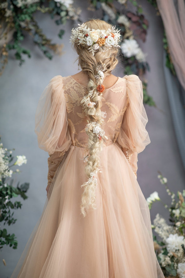 Boho Wedding Flower Hair Vine: Braided Bridal Headpiece – handmade floral hair accessory by magaela