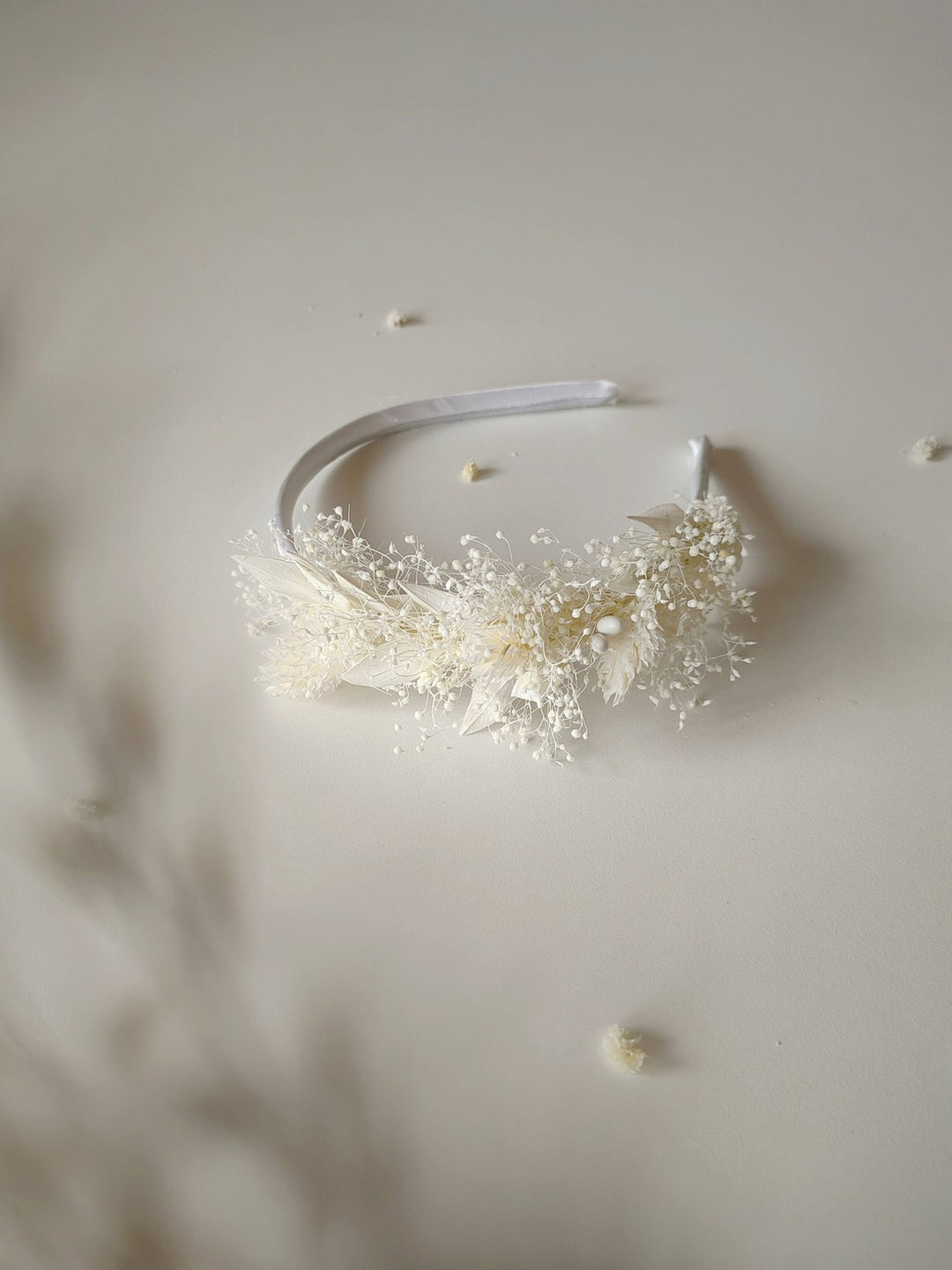 Ivory Flower Girl Headband: Preserved Floral Communion Crown – handmade floral hair accessory by magaela