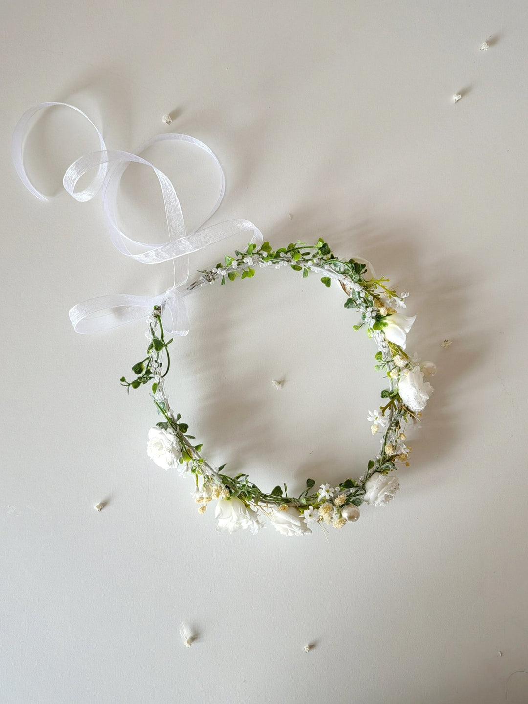 First Communion Flower Crown: White Rose Hair Wreath – handmade floral hair accessory by magaela