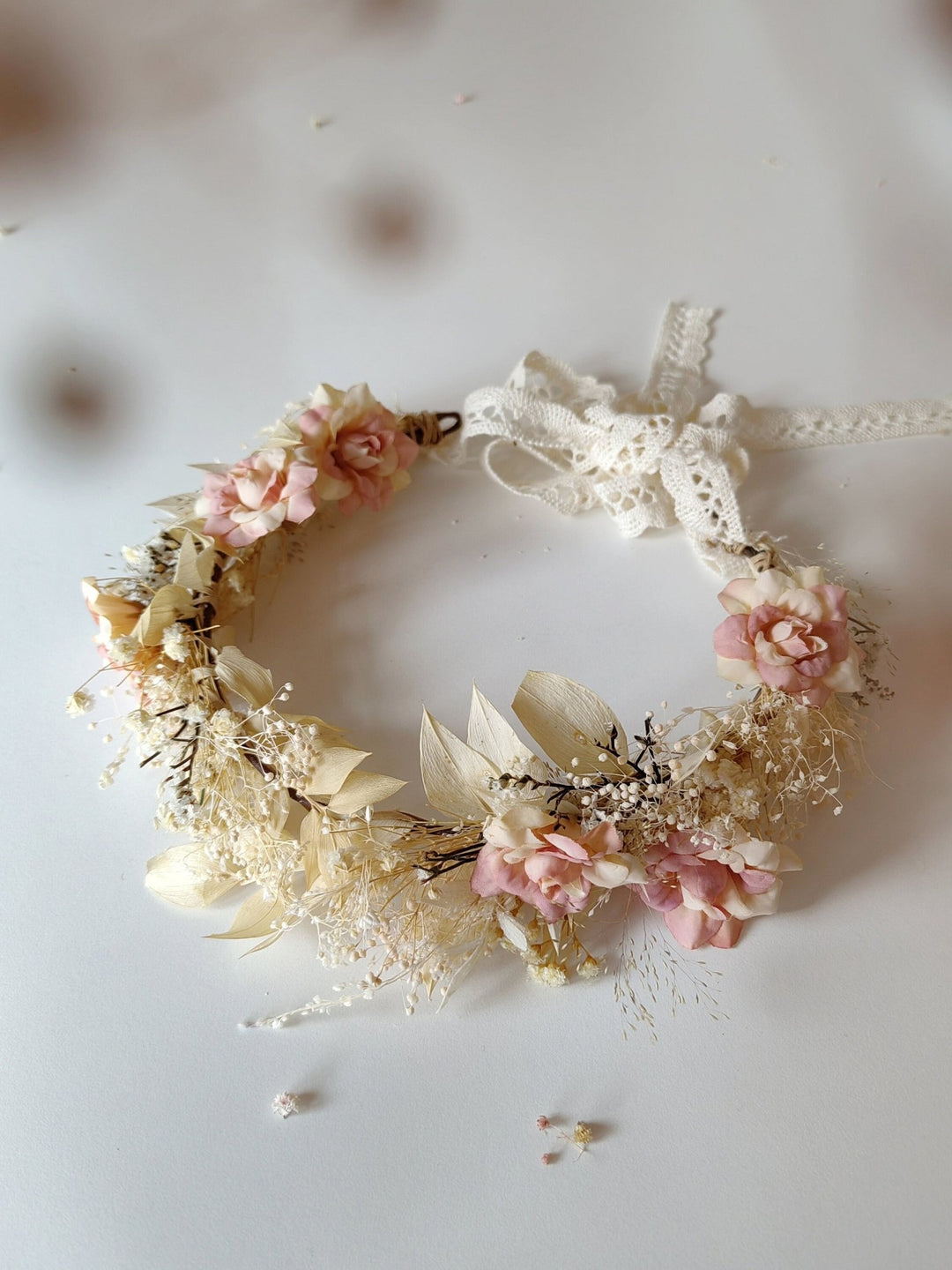 Rustic Flower Hair Crown: Blush Ivory Bridal Hair Wreath – handmade floral hair accessory by magaela