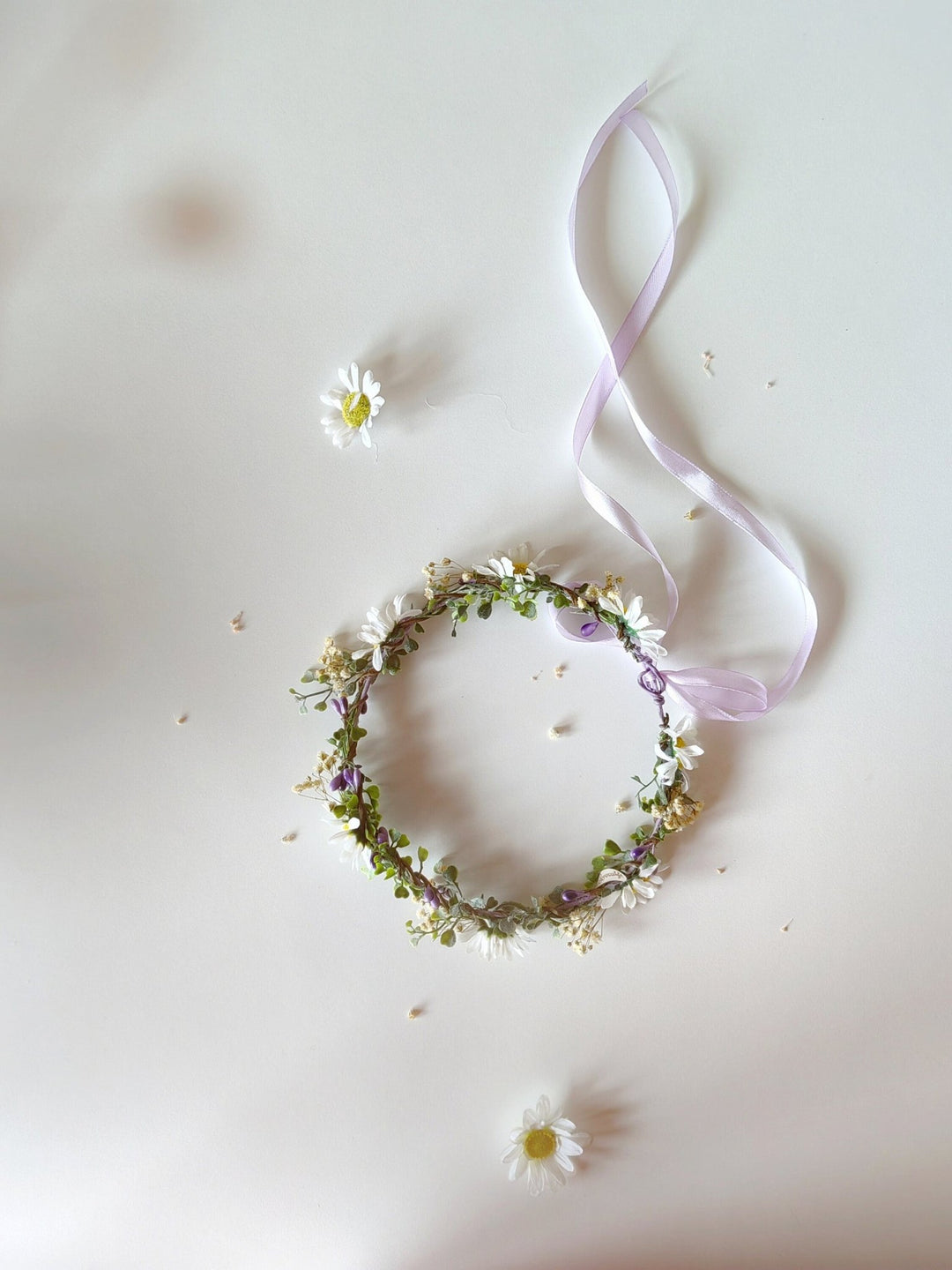 Daisy Flower Crown: Handmade Meadow Wedding Hair Wreath – handmade floral hair accessory by magaela