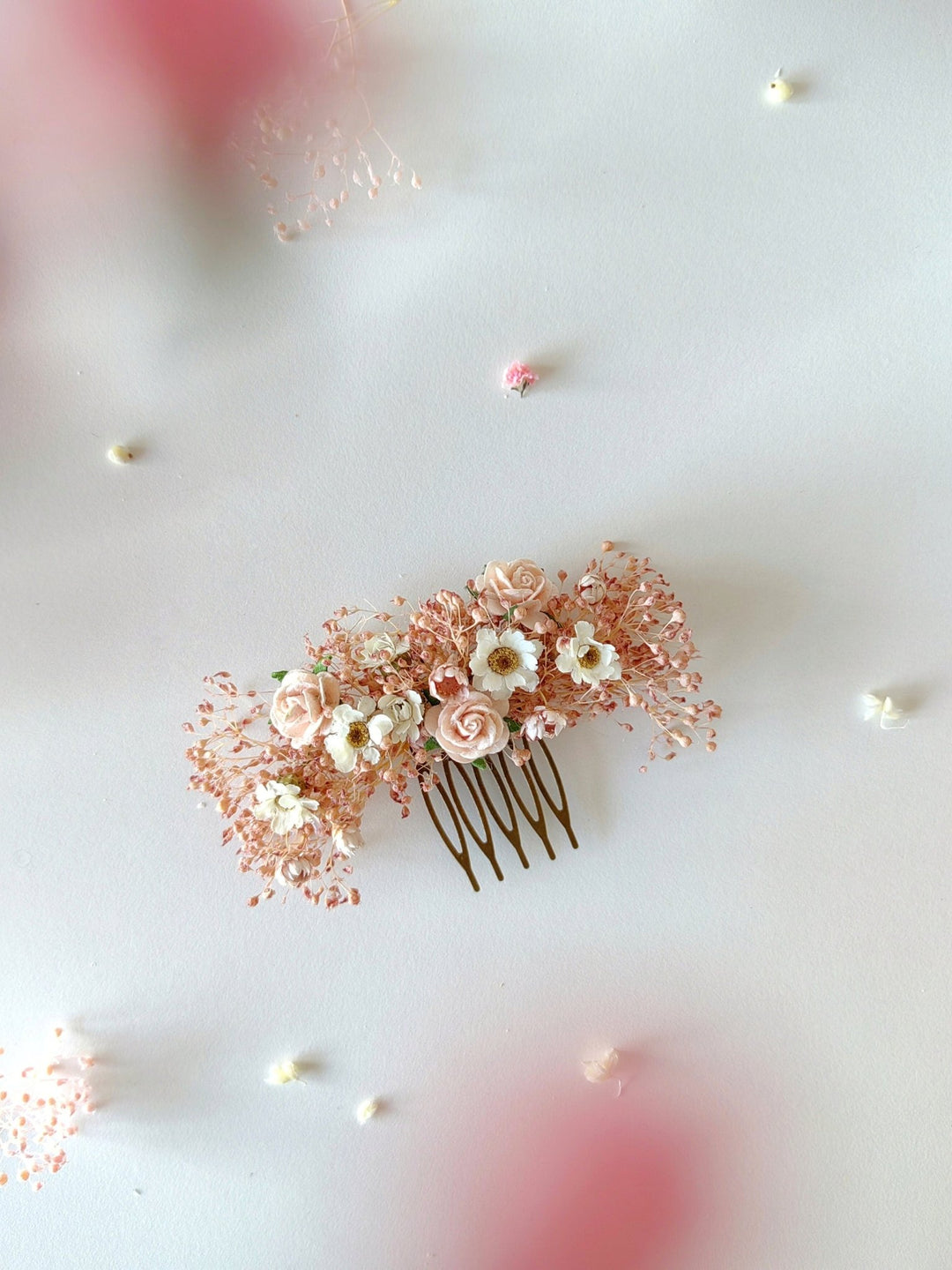 Blush Wedding Hair Comb & Pins: Romantic Dried Flower Accessories – handmade floral hair accessory by magaela