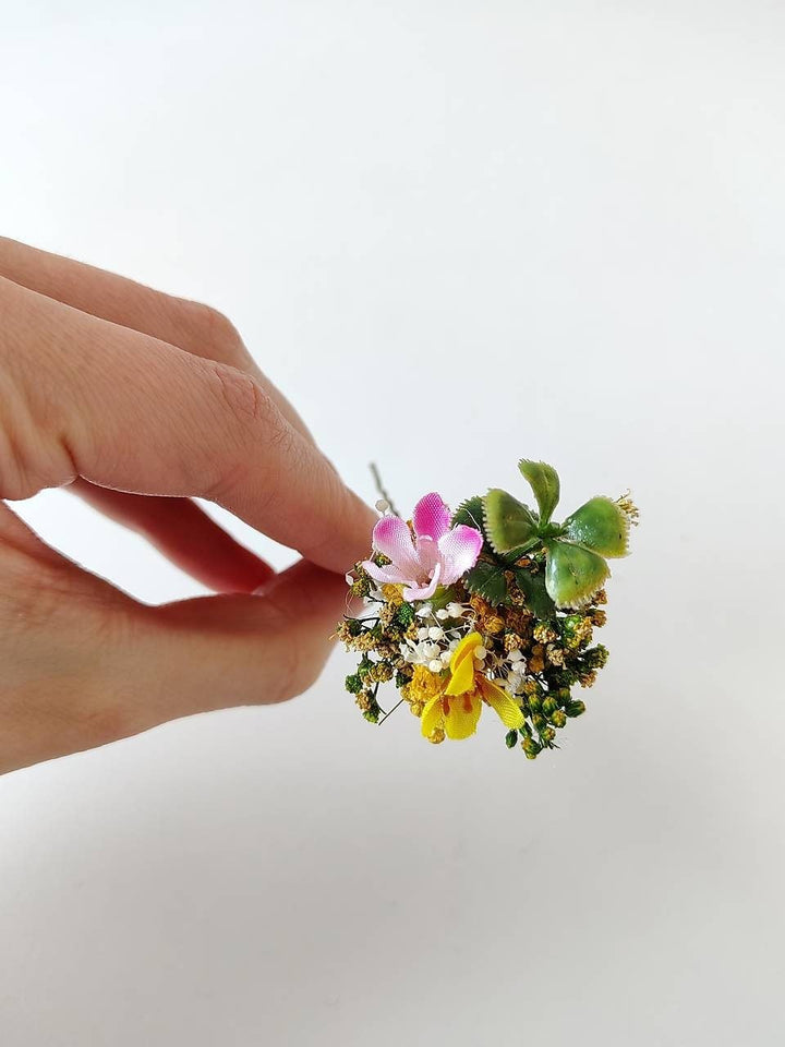 Meadow Flower Hair Pins: Bridal Wildflower Hair Accessories – handmade floral hair accessory by magaela
