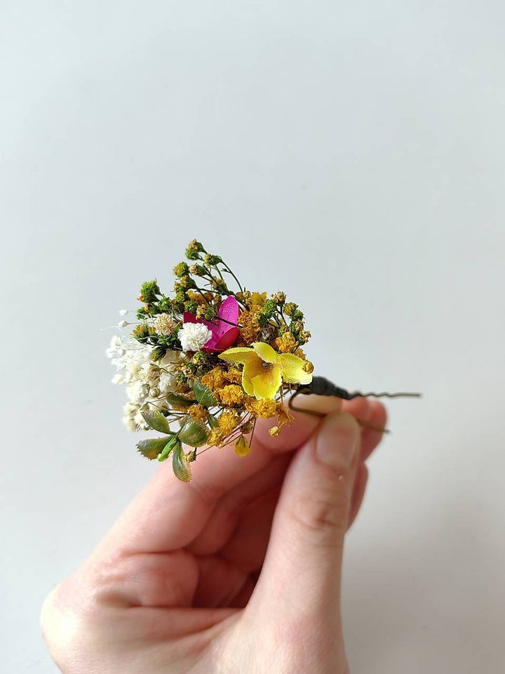 Meadow Flower Hair Pins: Bridal Wildflower Hair Accessories – handmade floral hair accessory by magaela