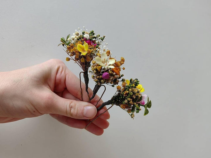 Meadow Flower Hair Pins: Bridal Wildflower Hair Accessories – handmade floral hair accessory by magaela