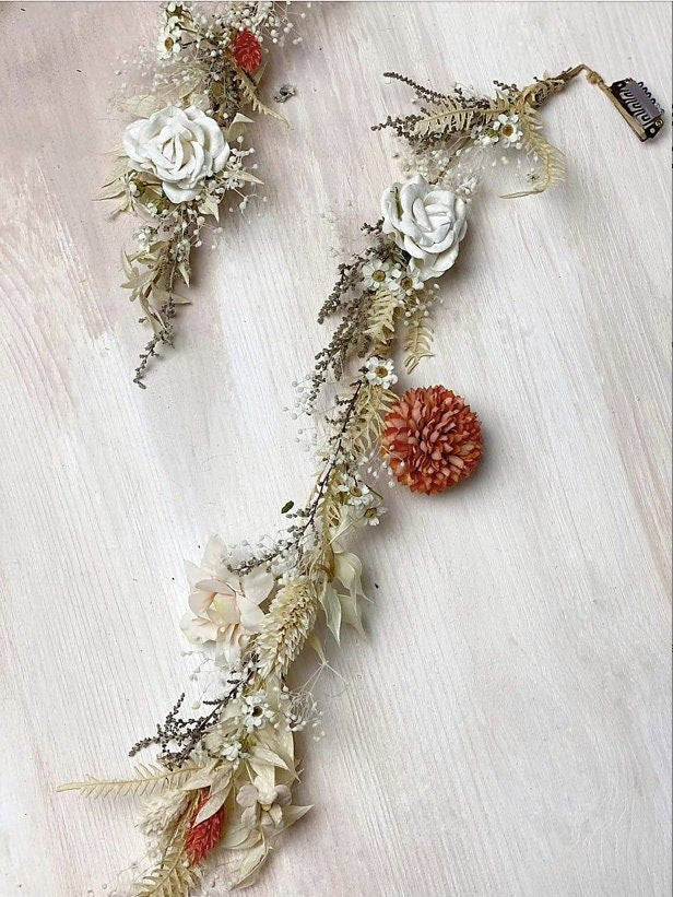 Boho Wedding Flower Hair Vine: Braided Bridal Headpiece – handmade floral hair accessory by magaela