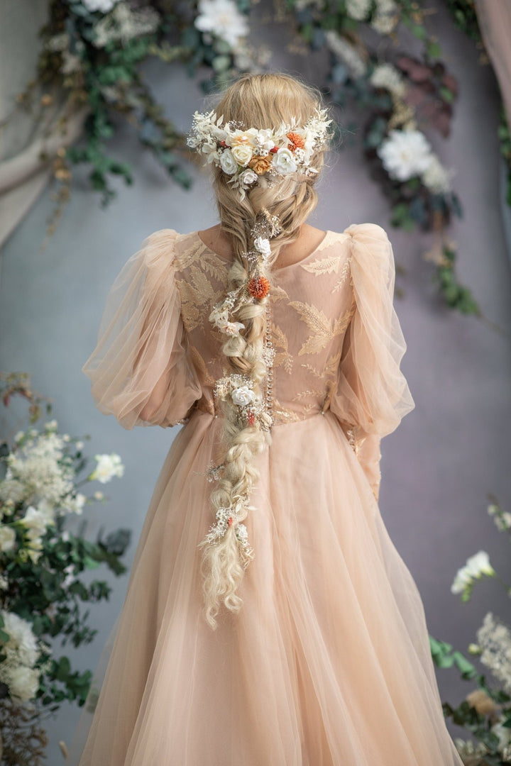 Boho Wedding Flower Hair Vine: Braided Bridal Headpiece – handmade floral hair accessory by magaela