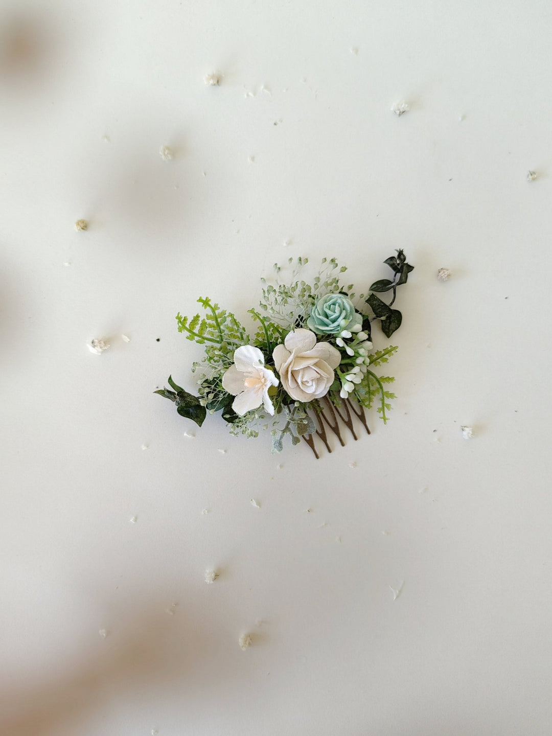 Mint Rose Flower Hair Comb: Sage Green Wedding Bridal Accessory – handmade floral hair accessory by magaela