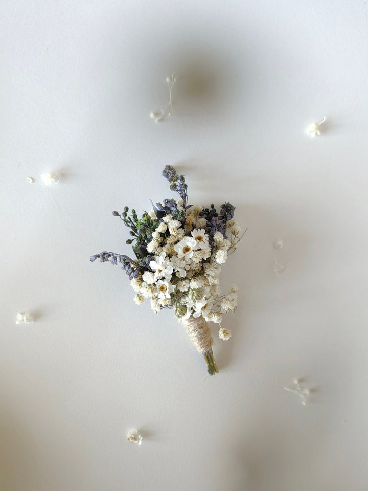 Lavender Boutonniere: Dried Flower Wedding Groom Accessory – handmade floral hair accessory by magaela