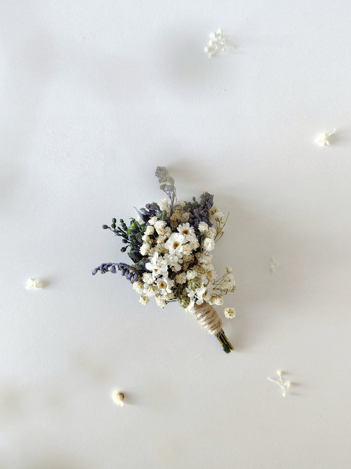 Lavender Boutonniere: Dried Flower Wedding Groom Accessory – handmade floral hair accessory by magaela