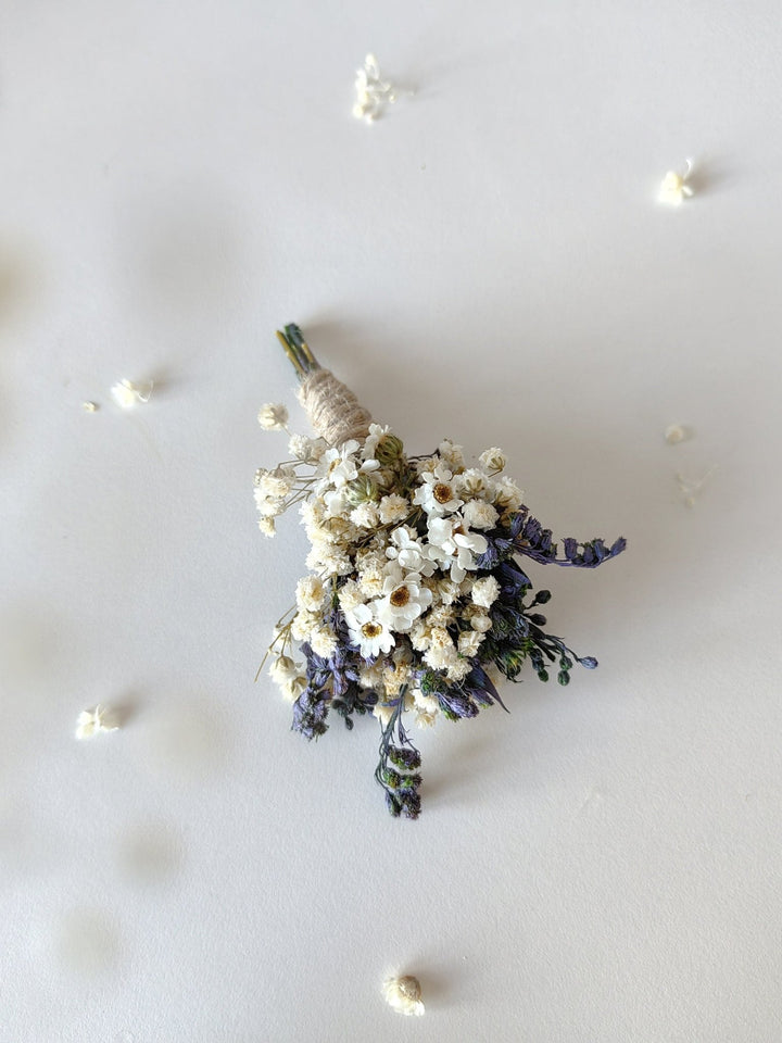 Lavender Boutonniere: Dried Flower Wedding Groom Accessory – handmade floral hair accessory by magaela