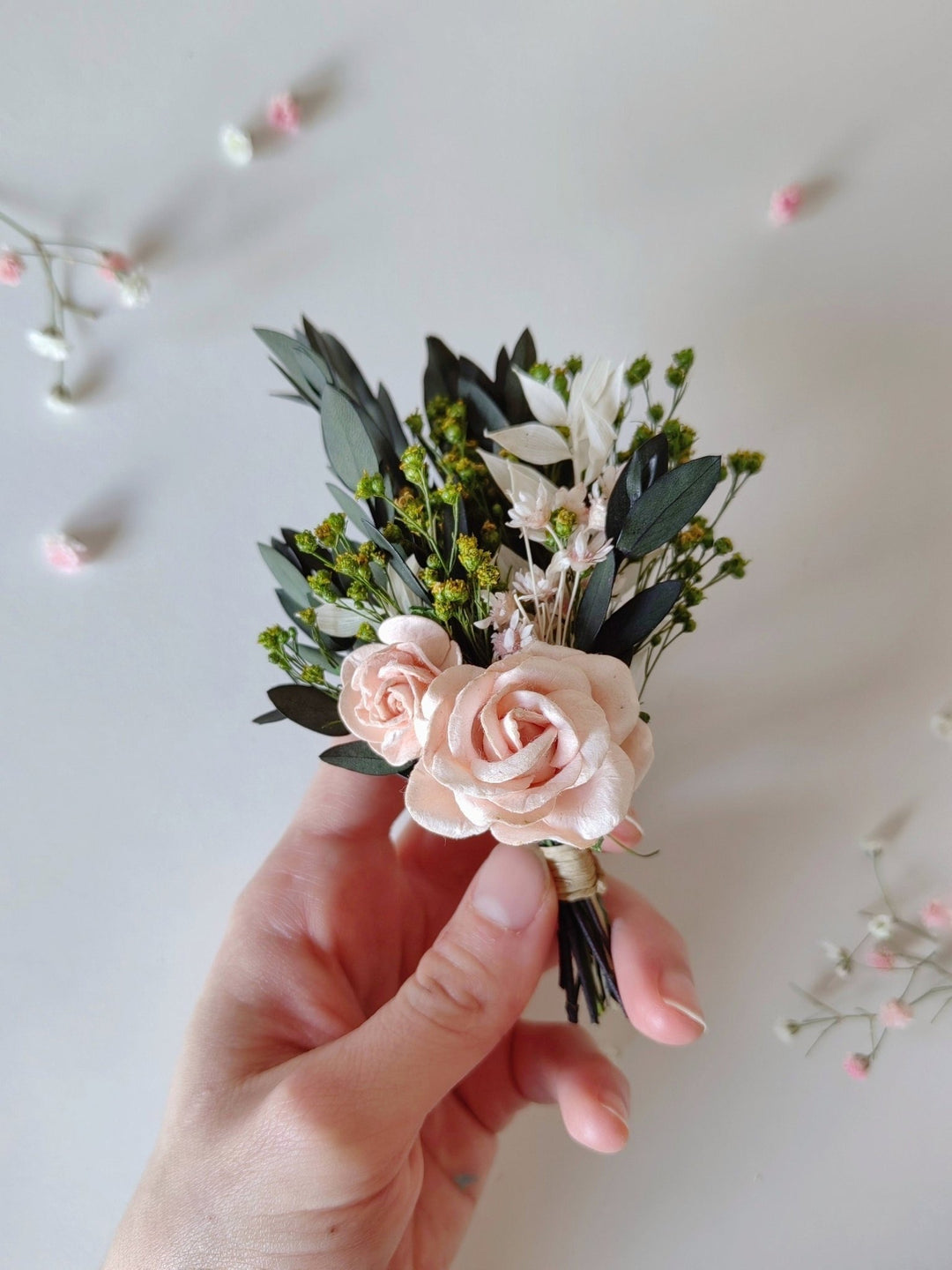 Blush Rose Boutonniere: Romantic Wedding Groom Accessory – handmade floral hair accessory by magaela
