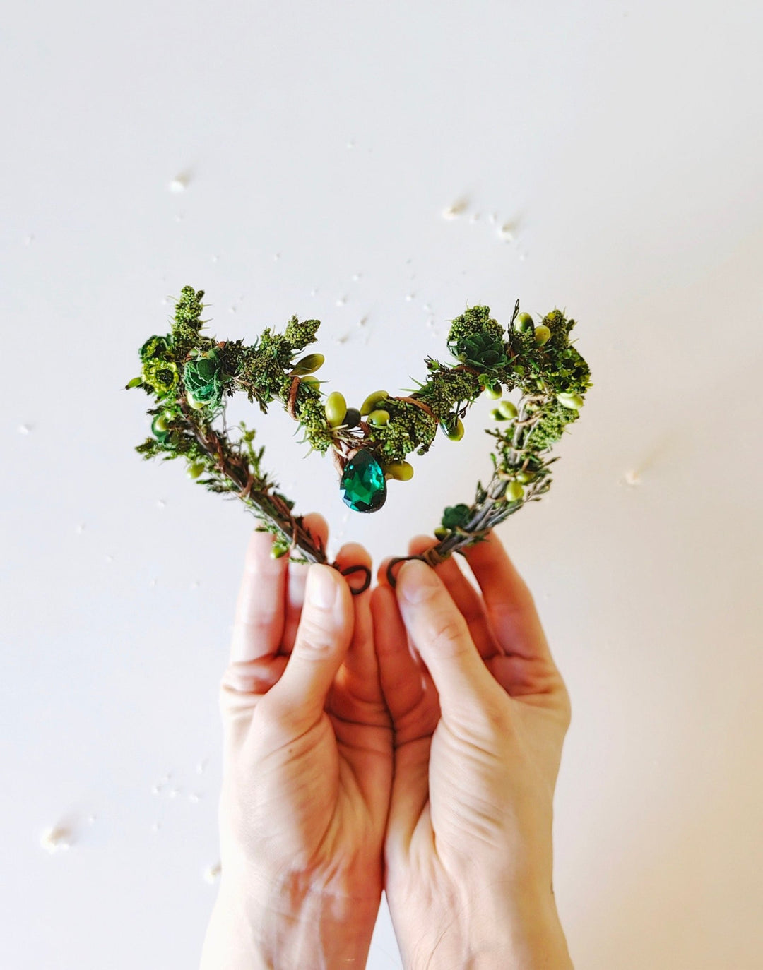 Green Flower Elf Tiara: Woodland Wedding Fairy Crown – handmade floral hair accessory by magaela