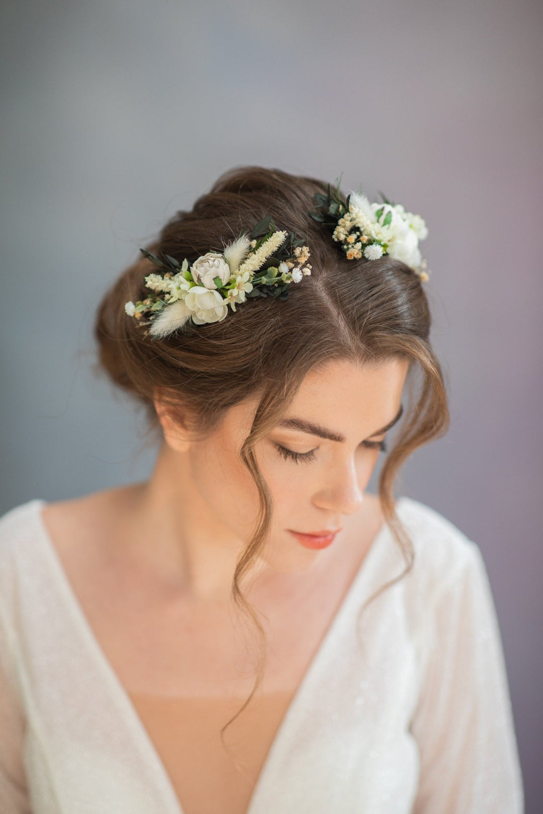 Bridal Peony Hair Comb: Greenery Wedding Headpiece – handmade floral hair accessory by magaela