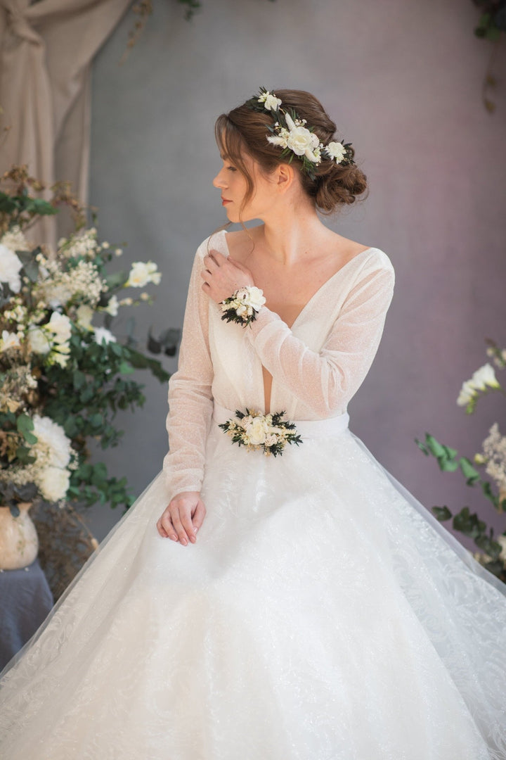 Eucalyptus Wedding Hair Vine: Greenery Flower Headpiece, Boho Bridal Comb – handmade floral hair accessory by magaela