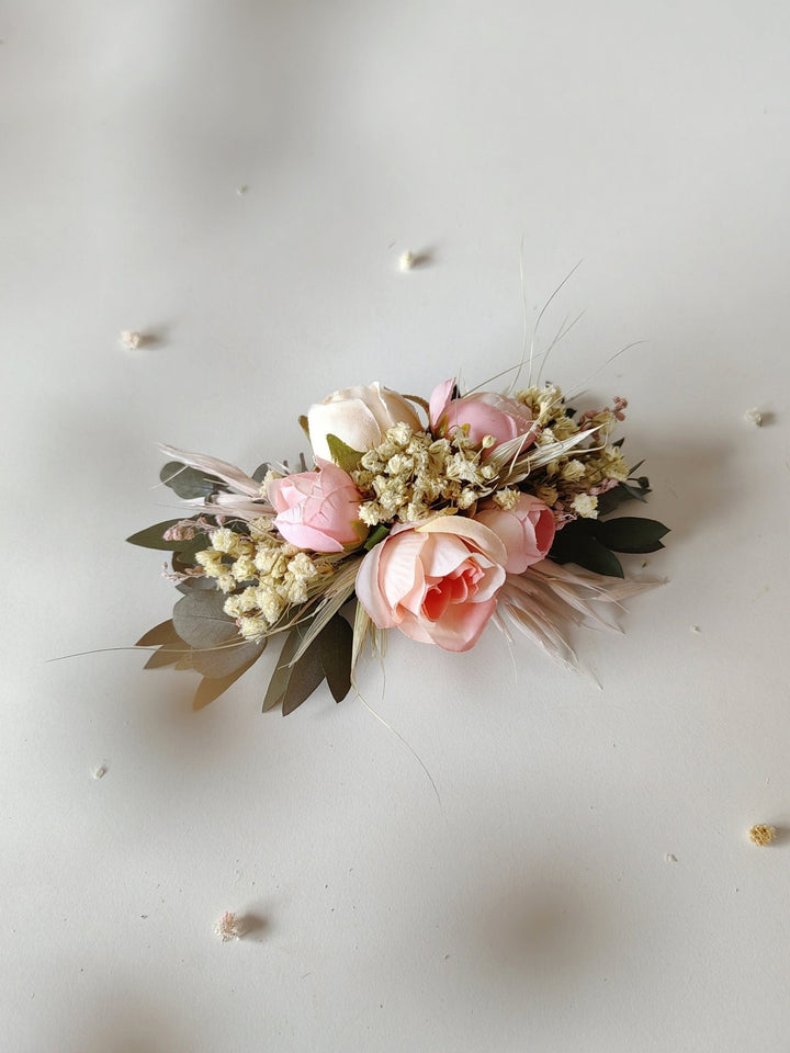 Blush Pink Peony Flower Hair Comb: Romantic Wedding Headpiece – handmade floral hair accessory by magaela